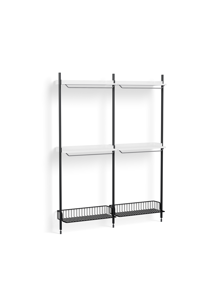 HAY Pier System 1032 2 Columns White Powder Coated Steel Black Anthracite Wire Shelf