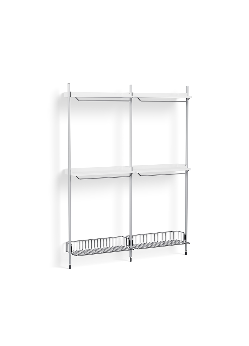 HAY Pier System 1032 2 Columns White Powder Coated Steel Clear Chromed Wire Shelf