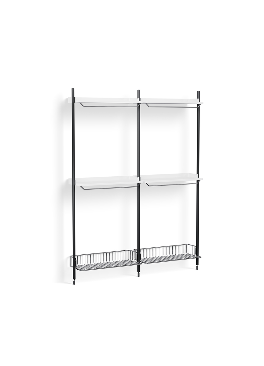 HAY Pier System 1032 2 Columns White Powder Coated Steel Black Chromed Wire Shelf