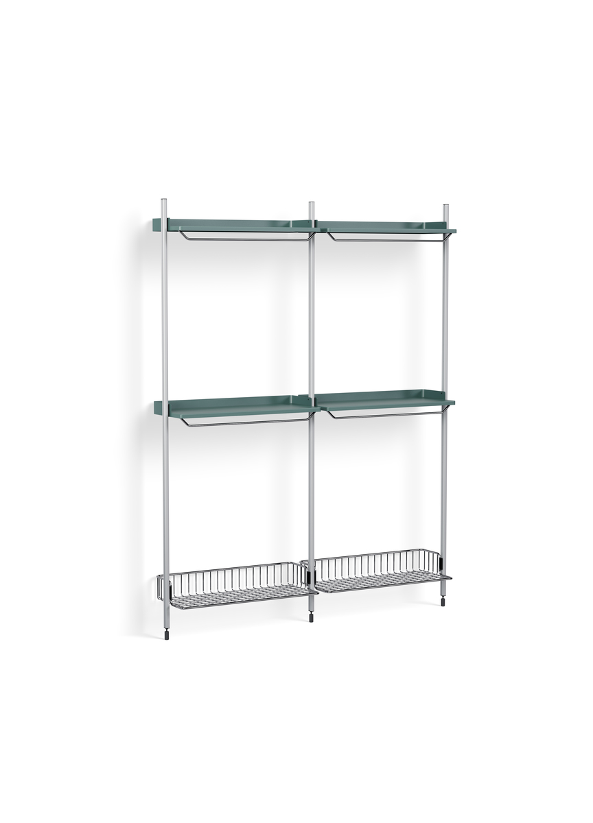 HAY Pier System 1032 2 Columns Blue Powder Coated Steel Clear Chromed Wire Shelf