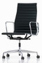 Vitra Eames Aluminium Chair EA 119 - Black Leather - Chromed - Front Angle View