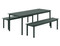 Muuto Linear Steel Table 200cm Dark Green with Benches