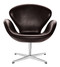 Fritz Hansen Swan Chair - Grace Leather Dark Brown