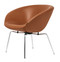 Fritz Hansen Pot Lounge Chair - Grace Leather Walnut - Chrome Base