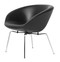 Fritz Hansen Pot Lounge Chair - Aura Leather Black - Chrome Base