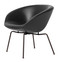 Fritz Hansen Pot Lounge Chair - Aura Leather Black - Powder-Coated Dark Brown Base