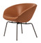 Fritz Hansen Pot Lounge Chair - Grace Leather Walnut - Powder-Coated Dark Brown Base