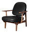Fritz Hansen Fred Lounge Chair - Essential Leather Black - Walnut Stained Oak