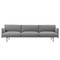 Muuto Outline 3.5 Seater Sofa - Kvadrat Hallingdal 166 - Black Powder-Coated Aluminium Base