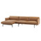 Muuto Outline Sofa With Chaise Longue - Refine Cognac Leather - Left Hand - Black Powder-Coated Aluminium Base