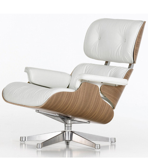 Vitra Eames Lounge Chair in White Pigmented Walnut by Charles