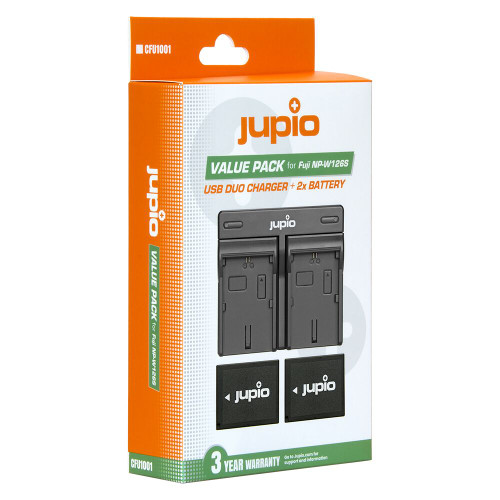 Jupio 2x Fuji NP-W126S Batteries and Dual Charger (New)