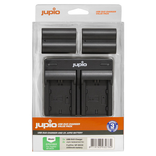 Jupio 2x Fuji NP-W235 Batteries and Dual Charger (New)