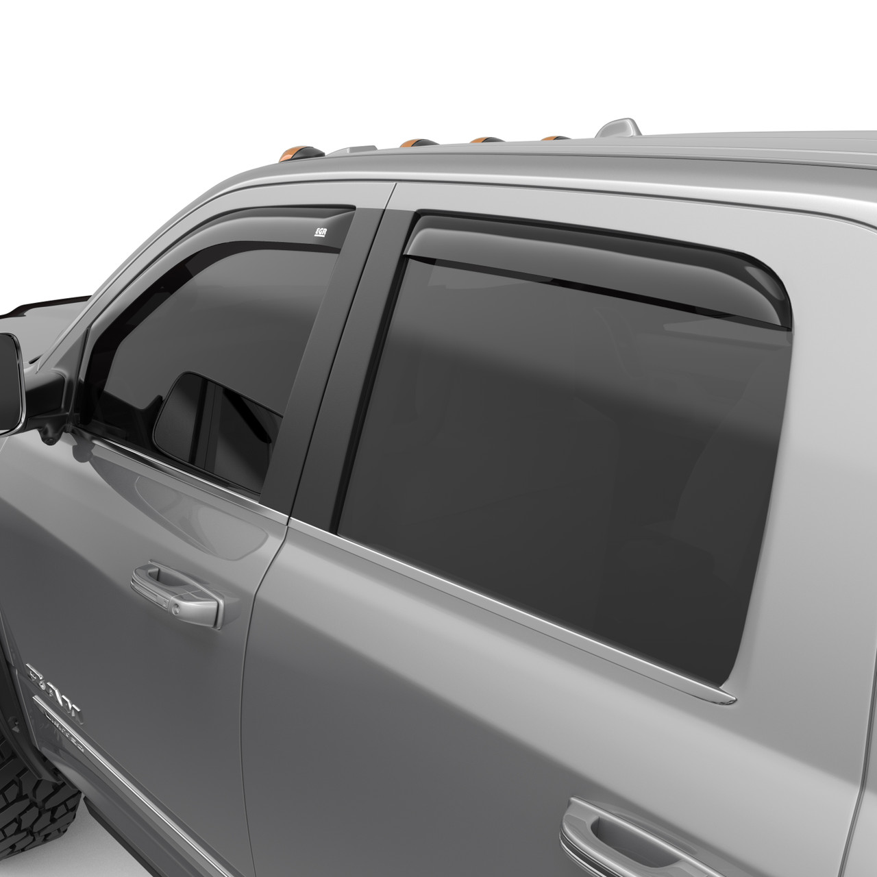 Window Deflectors In-Channel , Front and Rear, Dark Smoke | (19-24) Ram 2500/3500, Crew Cab/Mega Cab | 572861
