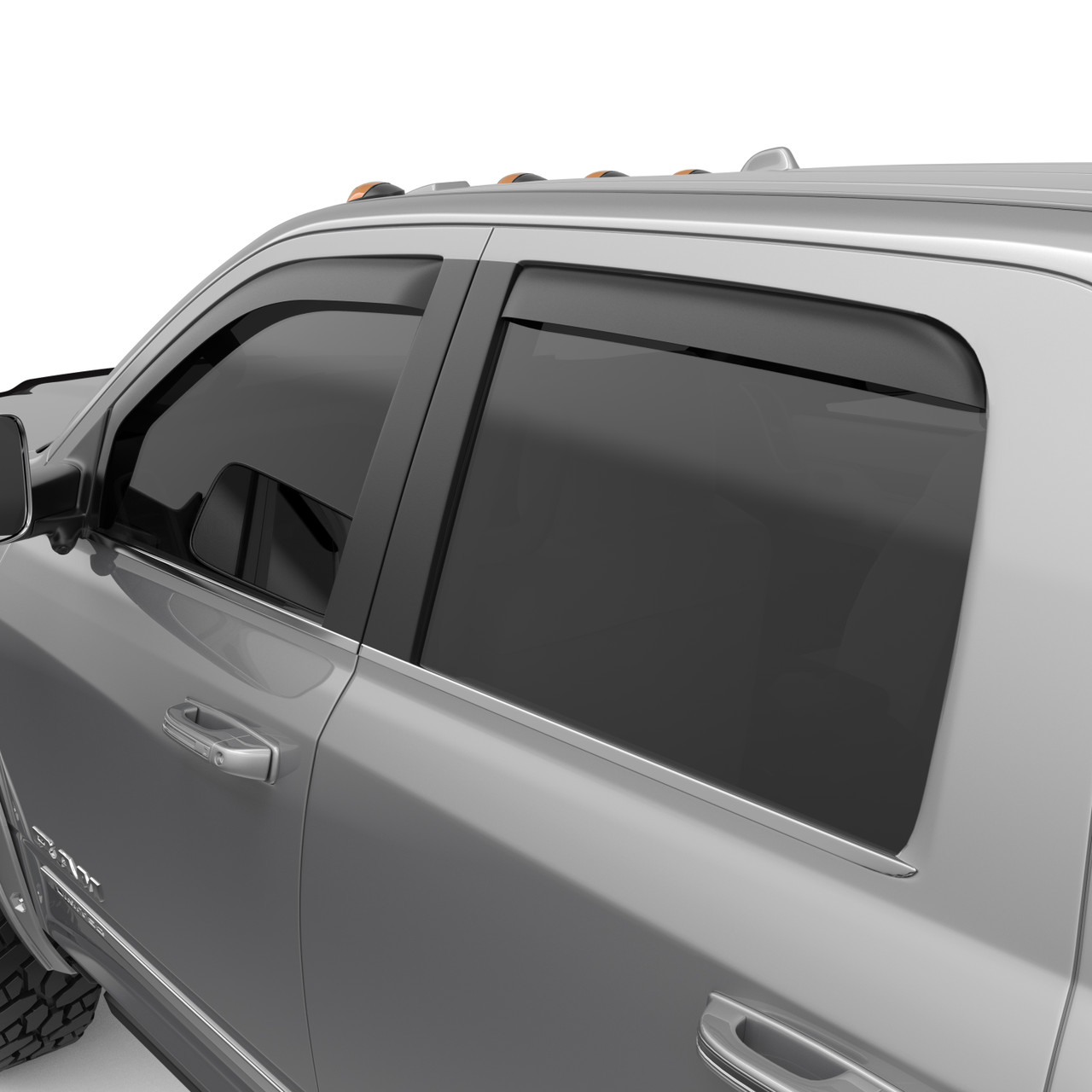 Window Deflectors In-Channel , Front and Rear, Black | (19-24) Ram 2500/3500, Crew Cab/Mega Cab | 572865