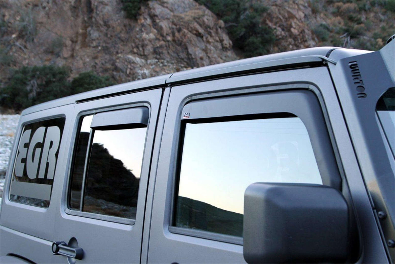 Window Deflectors In-Channel , Front and Rear, Black | (07-17) Wrangler JK, 4 Door, Sport Utility | 575155