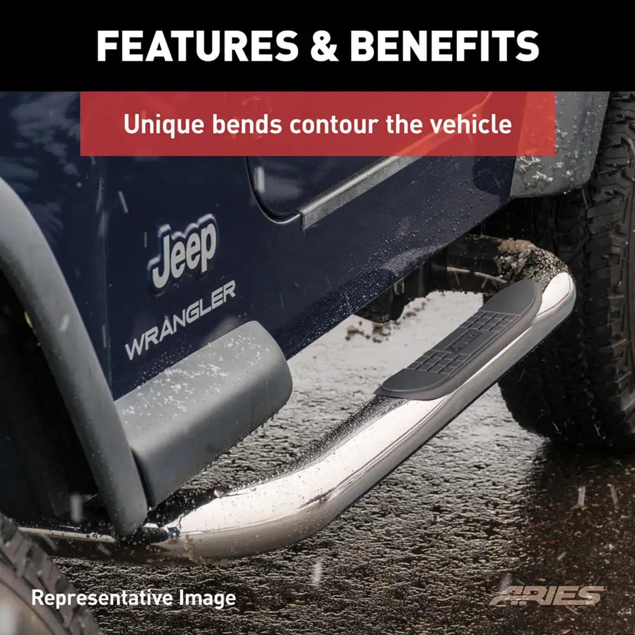 3" Round Side Step, Polished Stainless, Steel | (87-06) Wrangler  | 35600-2