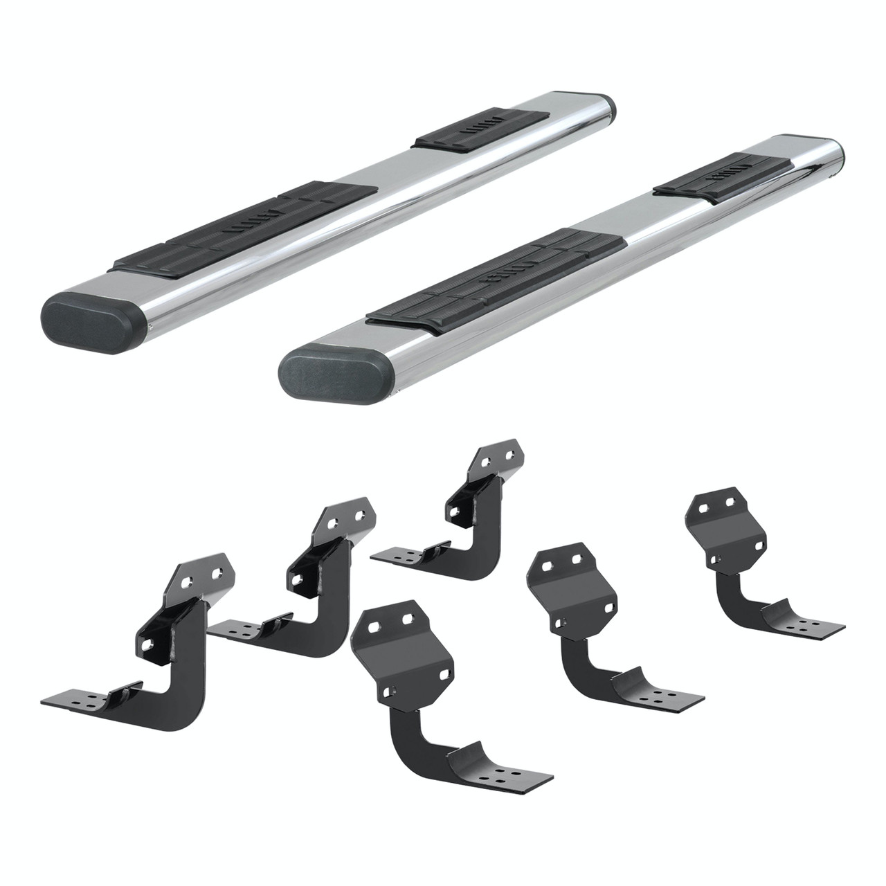 6" Oval Side Steps, Polished Stainless | (15-24) F-150, (17-24) Super Duty F-250/F-350/F-450/F-550, Crew Cab, Cab & Chassis, Includes Lightning | 4444027