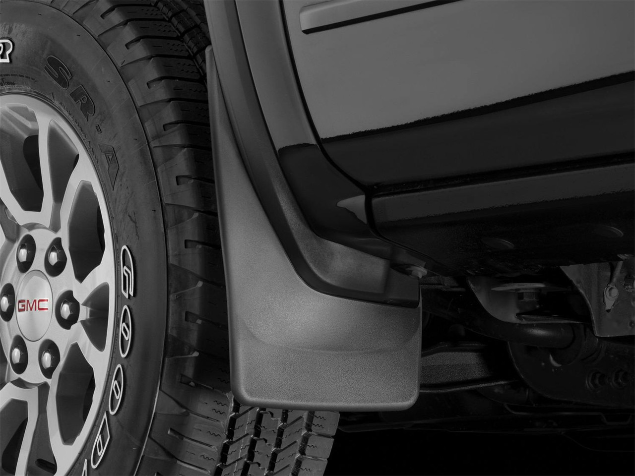 No-Drill Mud Flaps, Front, Black | (14-18) Sierra 1500, (15-19) Sierra 2500HD/3500HD | 110036