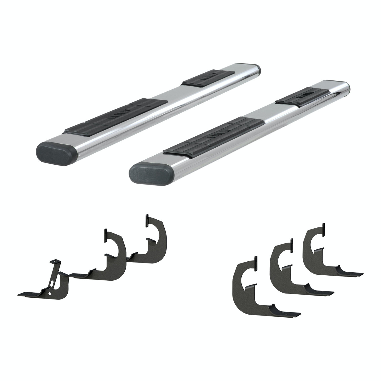 6" Oval Side Steps, Polished Stainless | (07-19) Silverado/Sierra 2500HD, (07-18) Sierra 3500HD, (08-18) Silverado 3500HD, Crew Cab (diesel) | 4444045