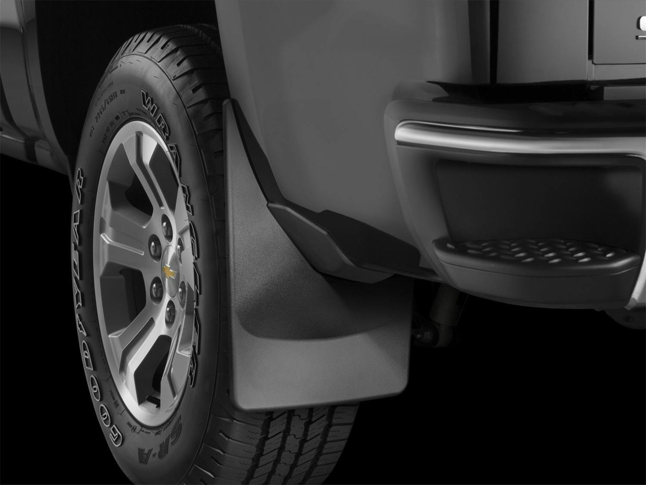 No-Drill Mud Flaps, Rear, Black | (14-18) Silverado 1500, (15-19) Silverado 2500HD/3500HD | 120035