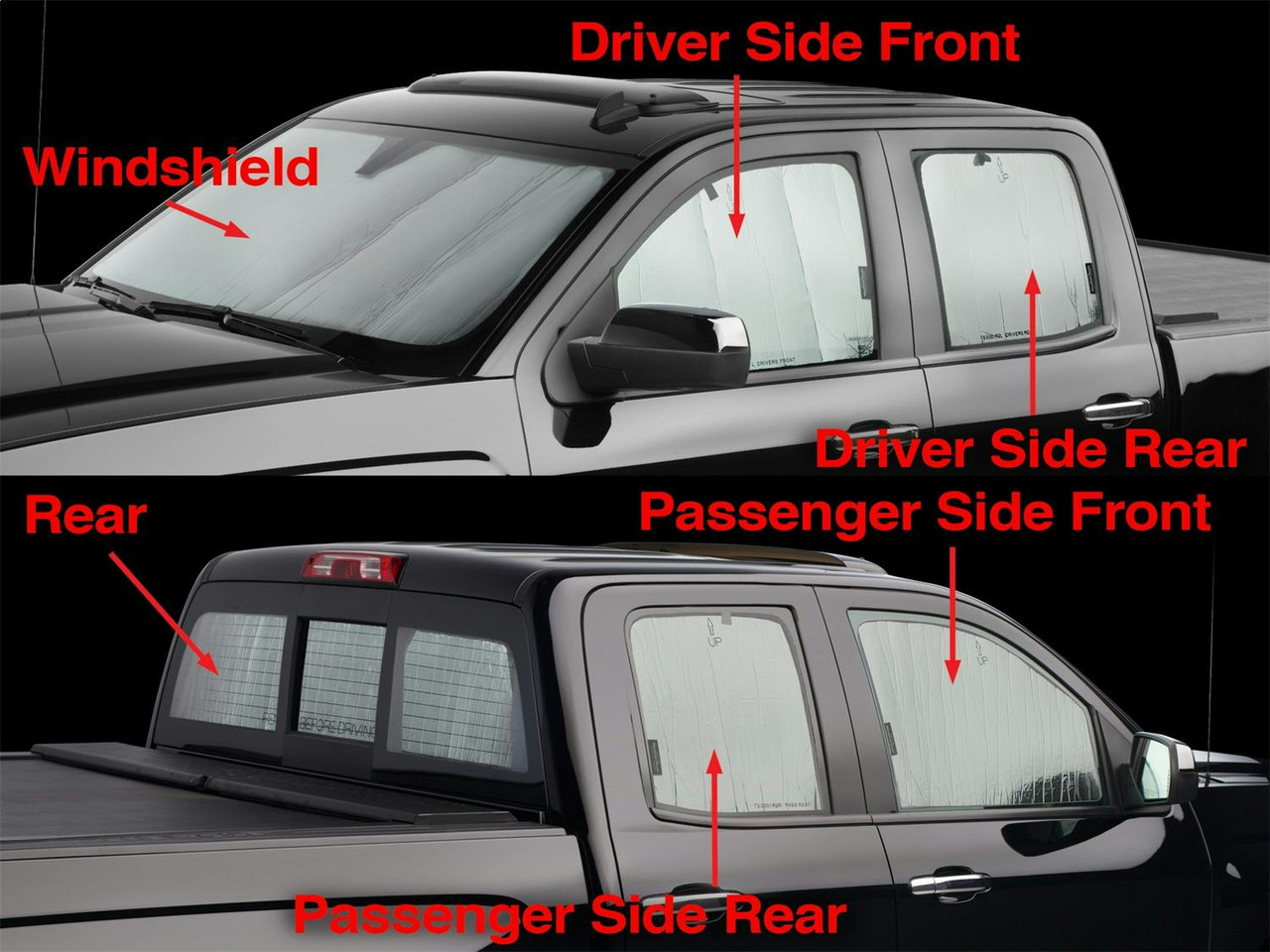 SunShade Kit, Full Vehicle, Silver/Black | (14-18) Silverado/Sierra 1500, (15-19) Silverado/Sierra 2500HD/3500HD, Extended Cab | TS0001K1