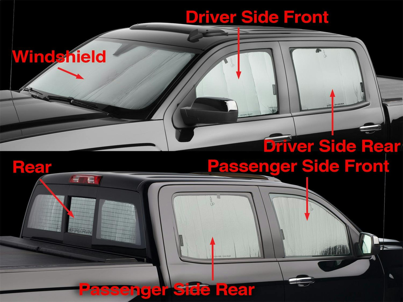 SunShade Kit, Full Vehicle, Silver/Black | (14-18) Silverado/Sierra 1500, (15-19) Silverado/Sierra 2500HD/3500HD, Crew Cab | TS0001K2