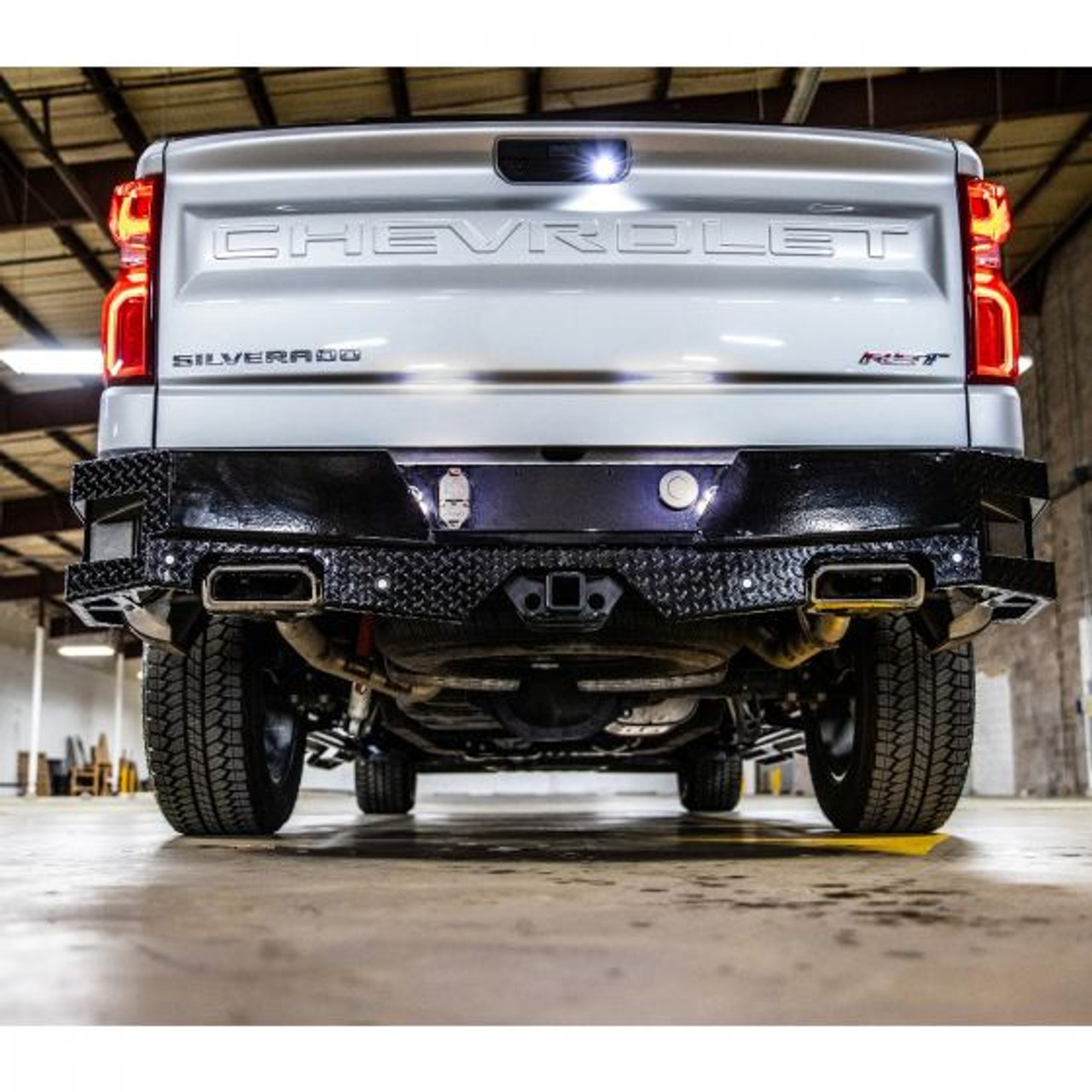 Ranch Hand Sport Bumper, Rear | (19-24) Silverado/Sierra 1500, Dual Exhaust | SBC19HBLSE