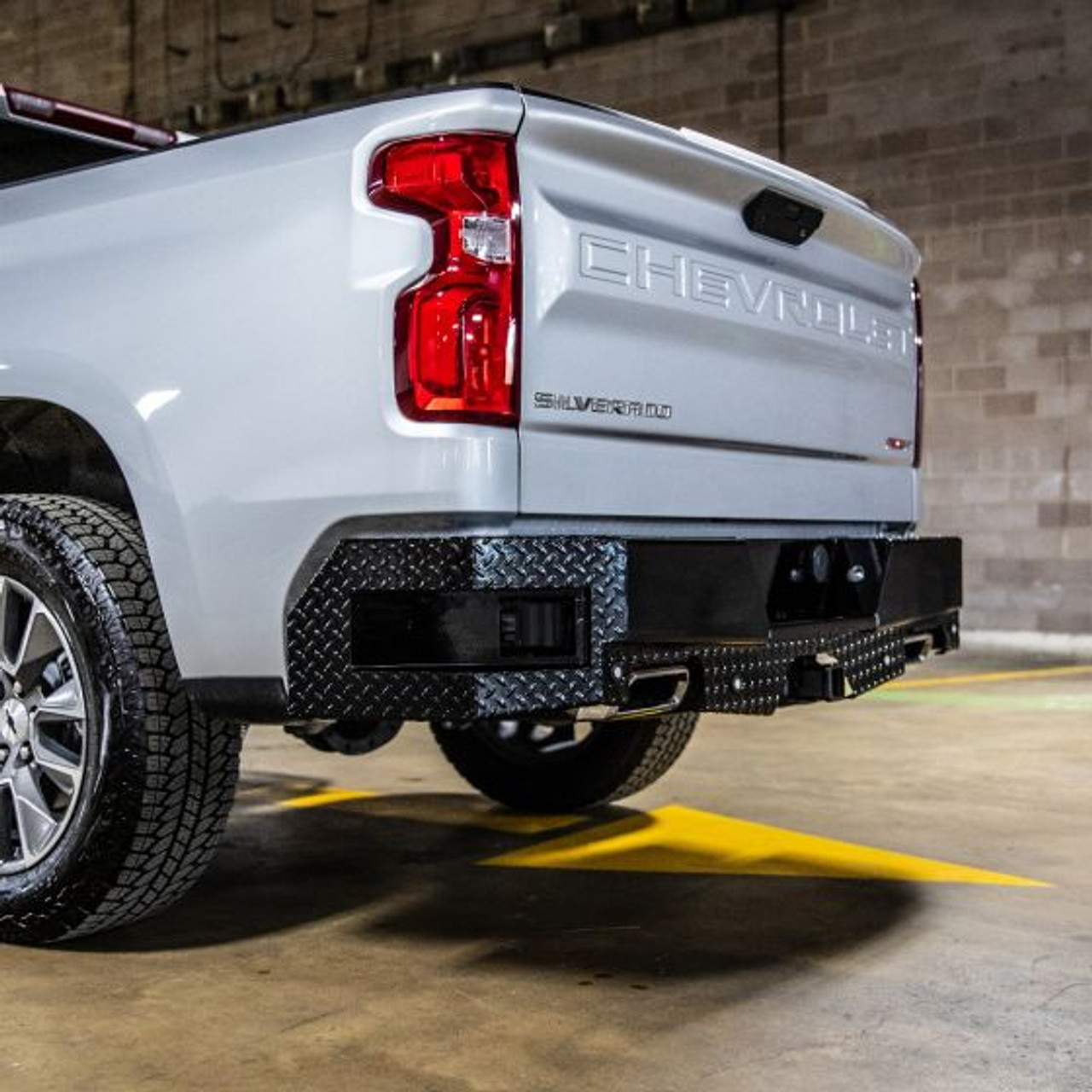Ranch Hand Sport Bumper, Rear | (19-24) Silverado/Sierra 1500, Dual Exhaust | SBC19HBLSE