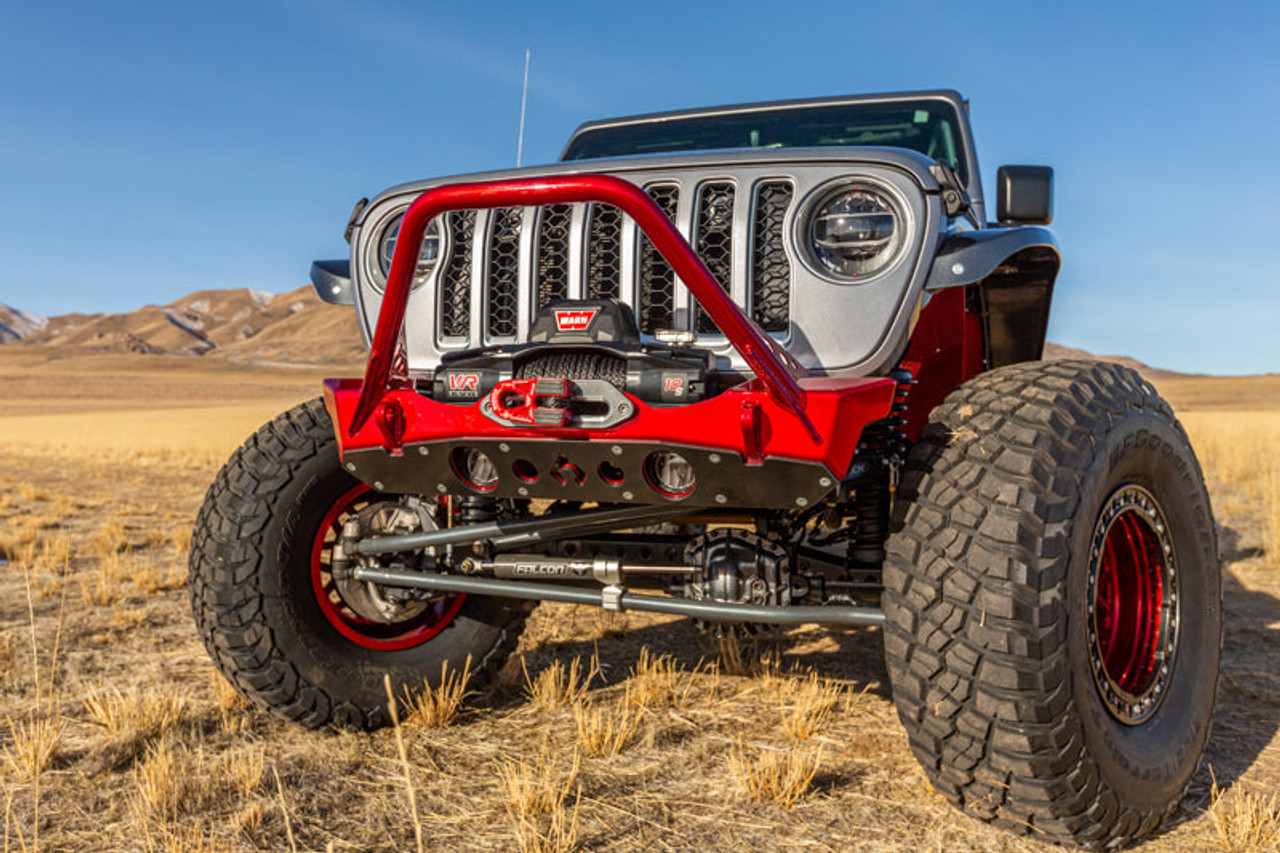 Nighthawk Mid-tube Stinger Bumper with Aluminum Skid, Front, Black, Steel | (07-18) Wrangler JK, (18-25) Wrangler JL, (20-25) Gladidator JT | JJ8045