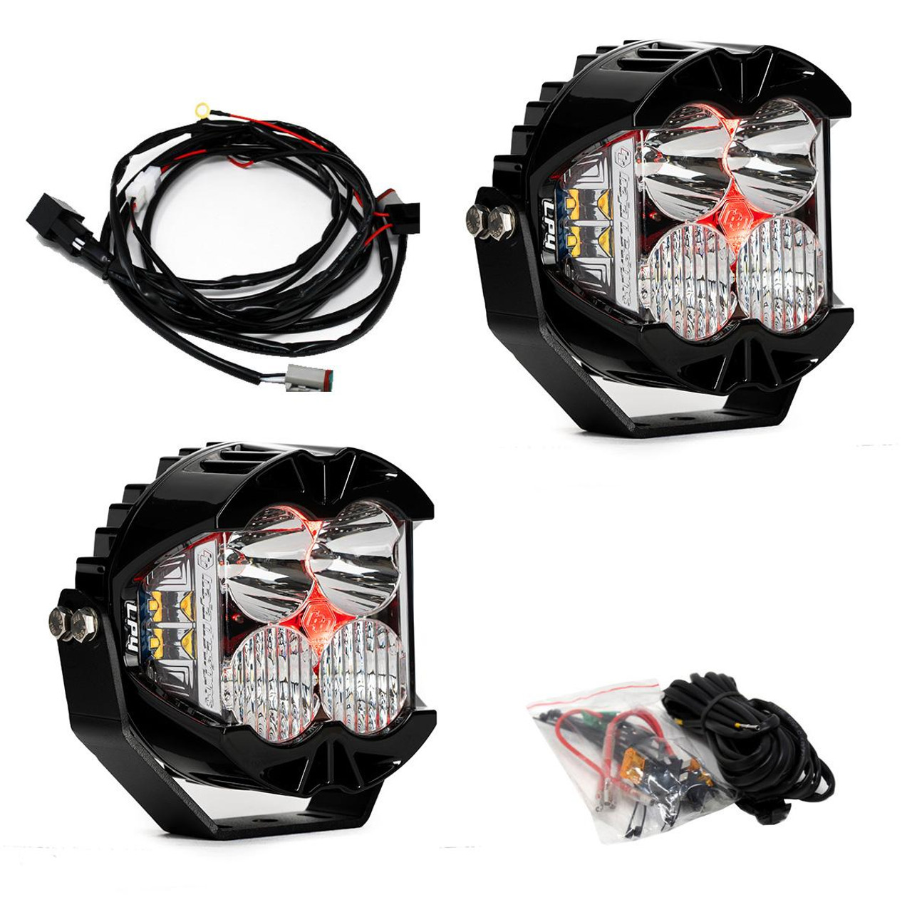 LP4 Pro LED Light Pod, Pair, Driving/Cornering, Clear, Red Backlight | Universal  | 297814