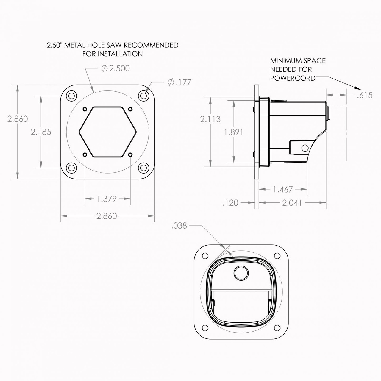 S1 White Flush Mounted LED Pod Light, Wide/Cornering, Clear | Universal  | 381005WT