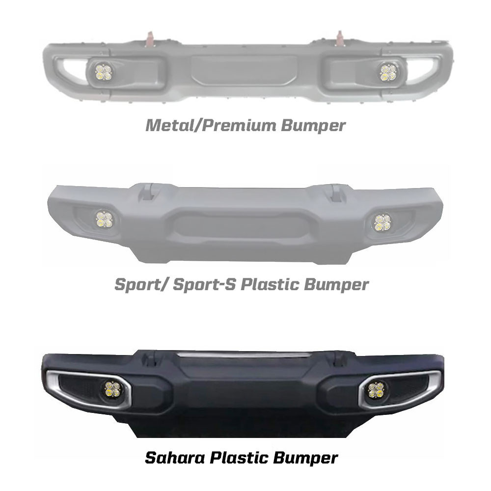 Squadron-R SAE Fog Pocket LED Light Kit, Fog, Amber | (18-24) Wrangler JL, (20-24) Gladiator JT OEM Sahara Bumper | 447735