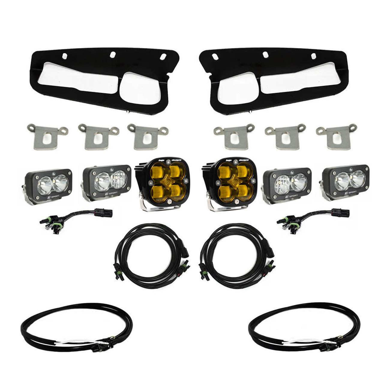 Squadron SAE/Dual S2 Sport Fog Pocket LED Light Kit, Fog, Amber, Upfitter Harness | (21-24) Bronco, (22-24) Bronco Raptor OE Steel Bumper | 447762UP