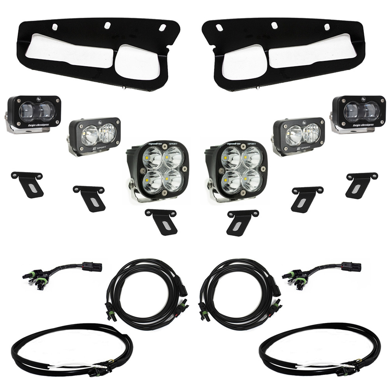 S2 SAE Sportsmen Fog Pocket LED Light Kit, Clear, Upfitter Harness | (21-24) Bronco Steel Bumper | 448174UP