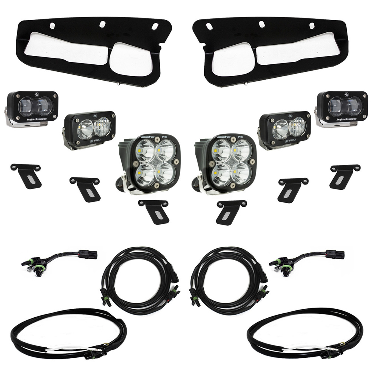 S2 SAE Pro Fog Pocket LED Light Kit, Clear, Upfitter Harness | (21-24) Bronco Steel Bumper | 448175UP