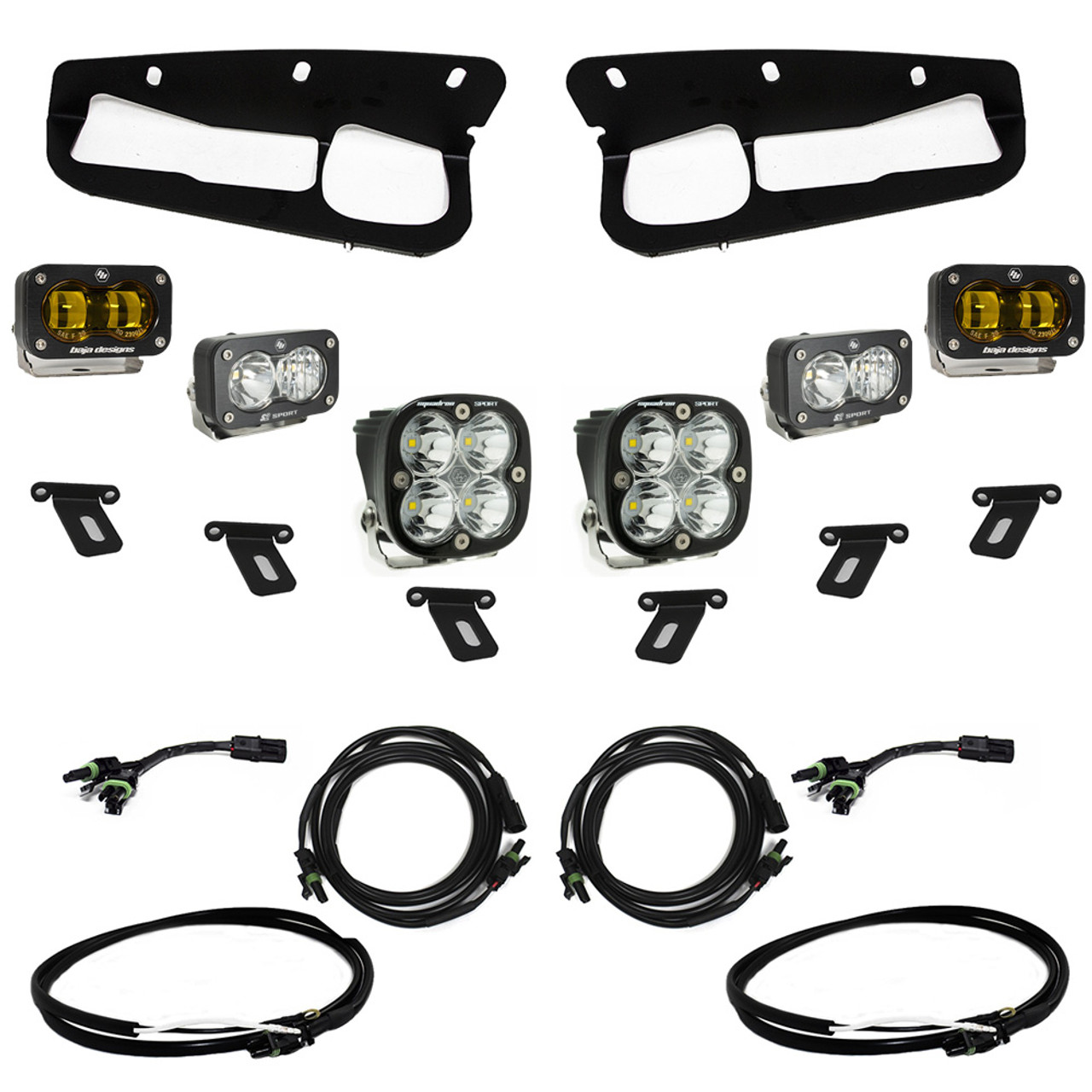 S2 SAE Sportsmen Fog Pocket LED Light Kit, Amber, Upfitter Harness | (21-24) Bronco Steel Bumper | 448178UP