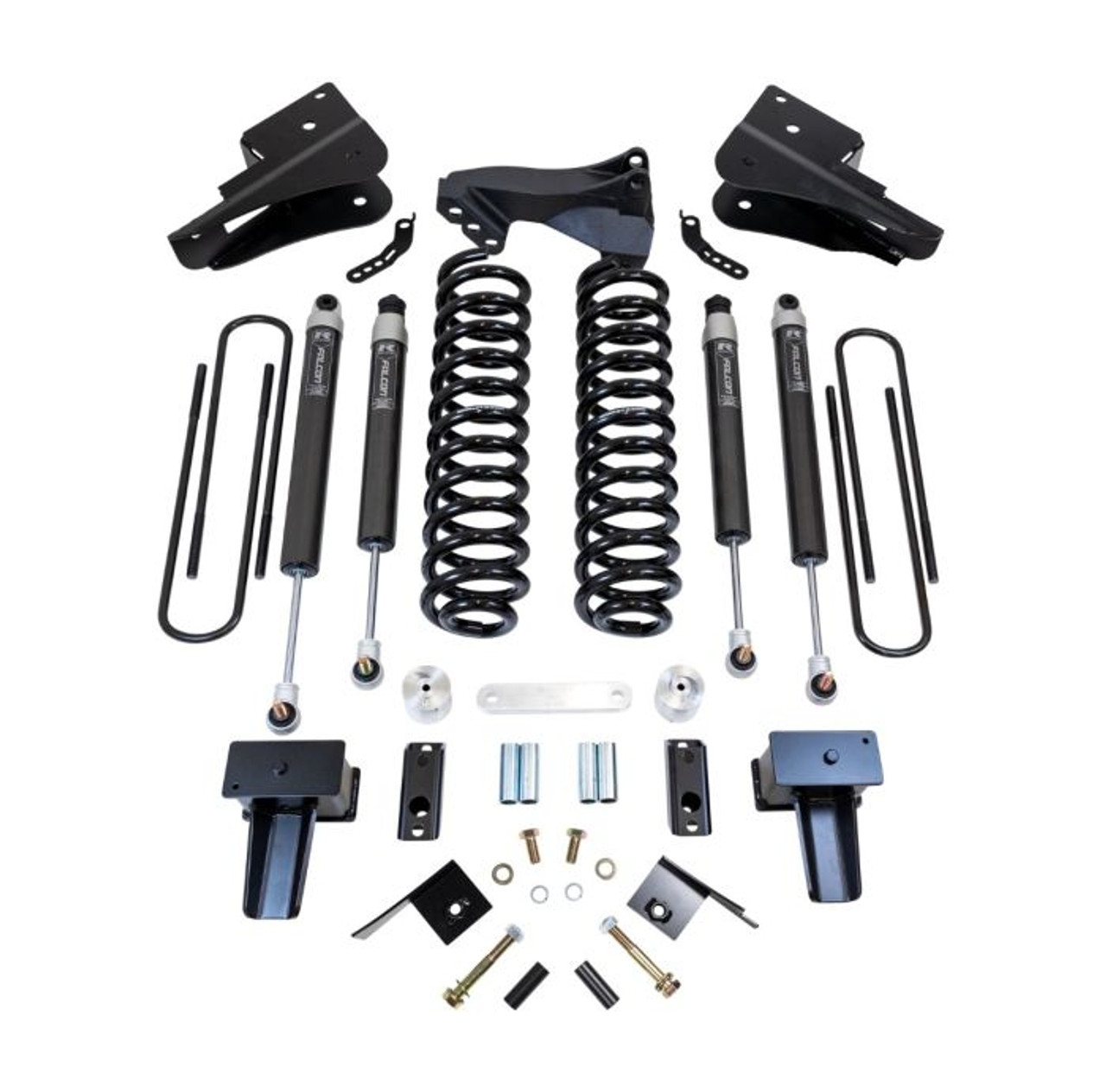 4'' Coil Spring Lift Kit, With Falcon 1.1 Monotube Front/Rear Shocks, Radius Drops, and Front Track Bar Bracket | (23-24) Super Duty F-250/F-350, Diesel, 4WD | 49-23420