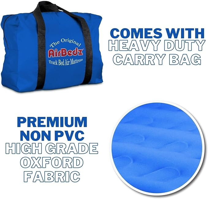 AirBedz Inflatable Air Mattress Full-Size Truck Beds, 8' Bed, Blue, Built in Pump, Rechargeable | PPI-101