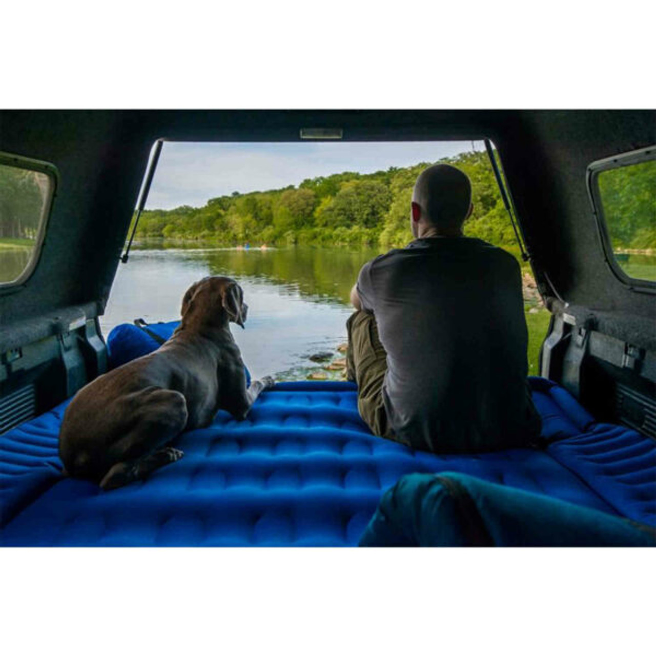 AirBedz Inflatable Air Mattress Full-Size Truck Beds, 5-5.8' Bed, Blue, Built in Pump, Rechargeable Battery | PPI-104