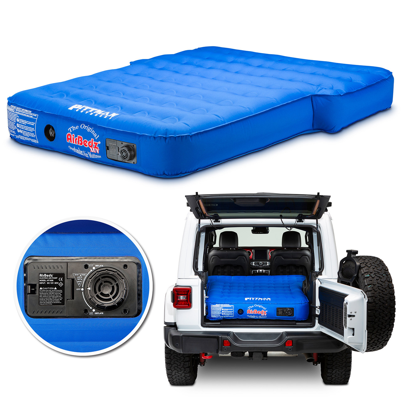 AirBedz Inflatable Air Mattress, Blue, Built in Pump,Rechargeable Battery | Jeep | PPI-BLU_XUV