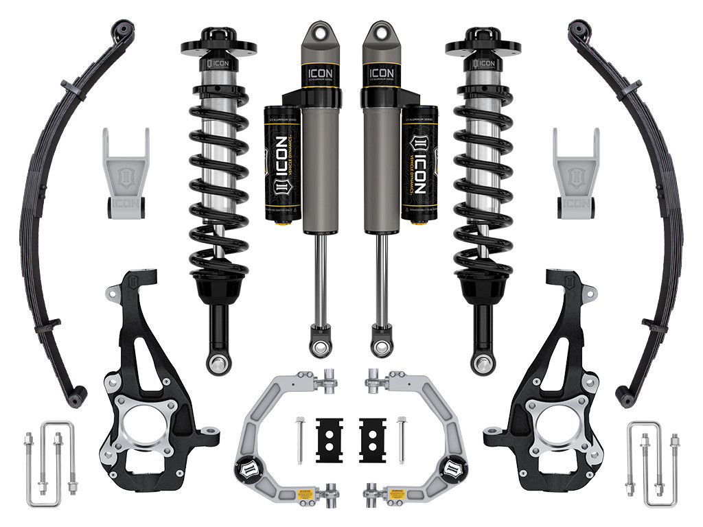 Icon Vehicle Dynamics | Stage 2 Suspension System, Billet UCA w/ Leaf Packs, 3.5-4.5" Lift | (21-23) F-150, 4WD | K93142L