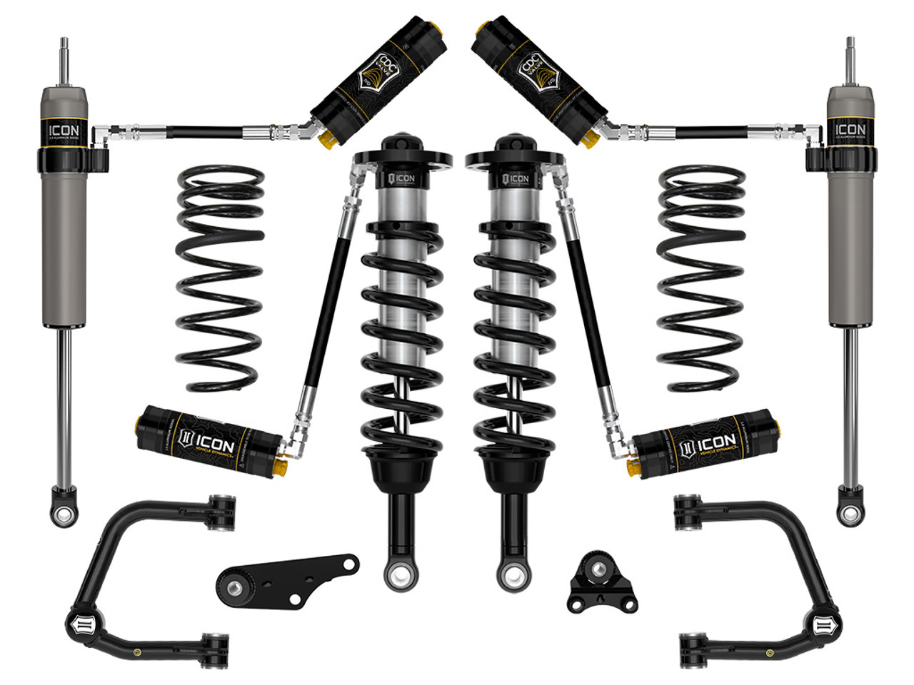 Icon Vehicle Dynamics | Stage 5 Suspension System, Tubular UCA w/ Triple Rate Rear Springs, 1.25-3" Lift | (24-24) Tacoma | K53295TS