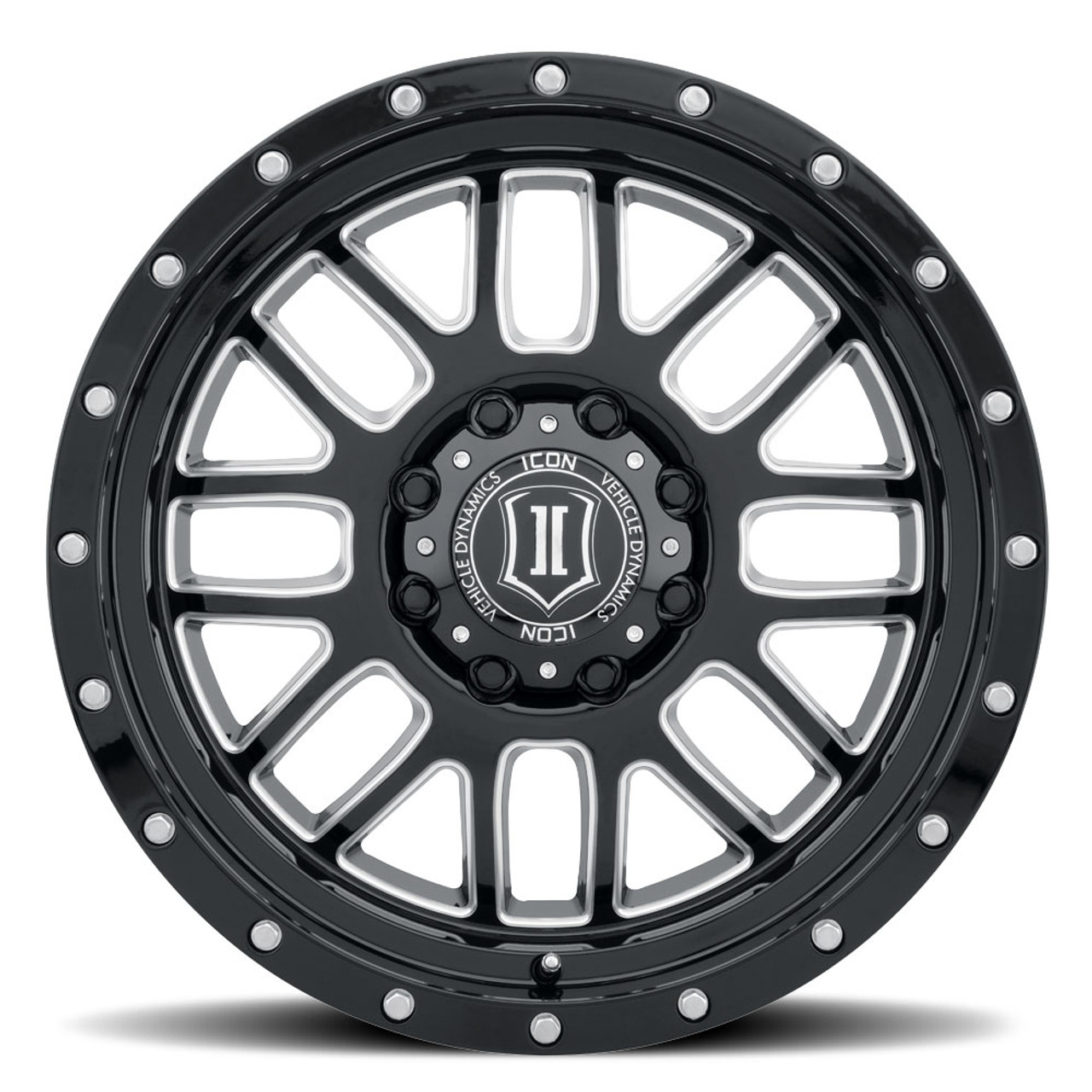ICON Alloys Alpha, Gloss Black, Milled Windows, 20x9 / 5x150, 16mm OS, 5.625" BS