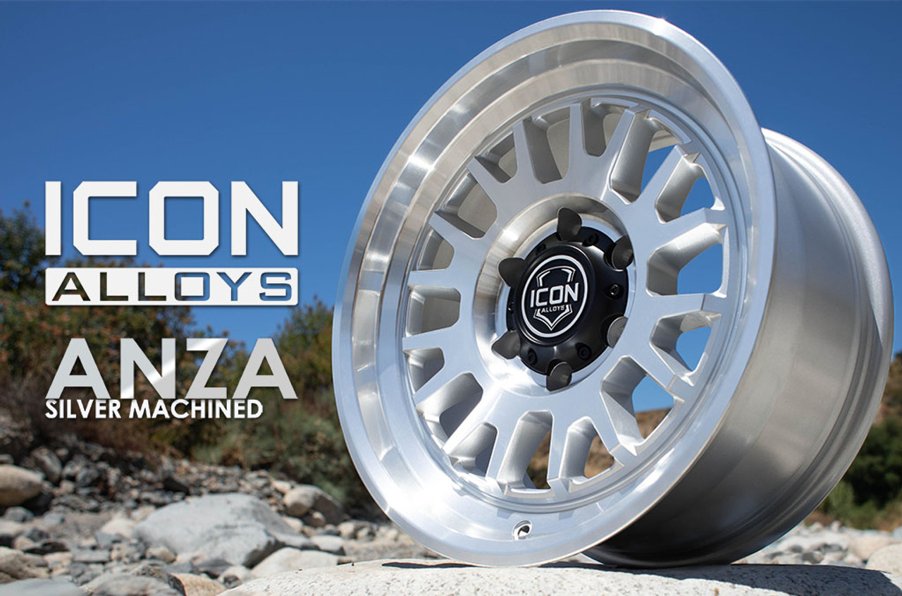 ICON Alloys Anza, Silver Machined, 17 x 8.5 / 6 x 5.5, 0mm Offset, 4.75" BS