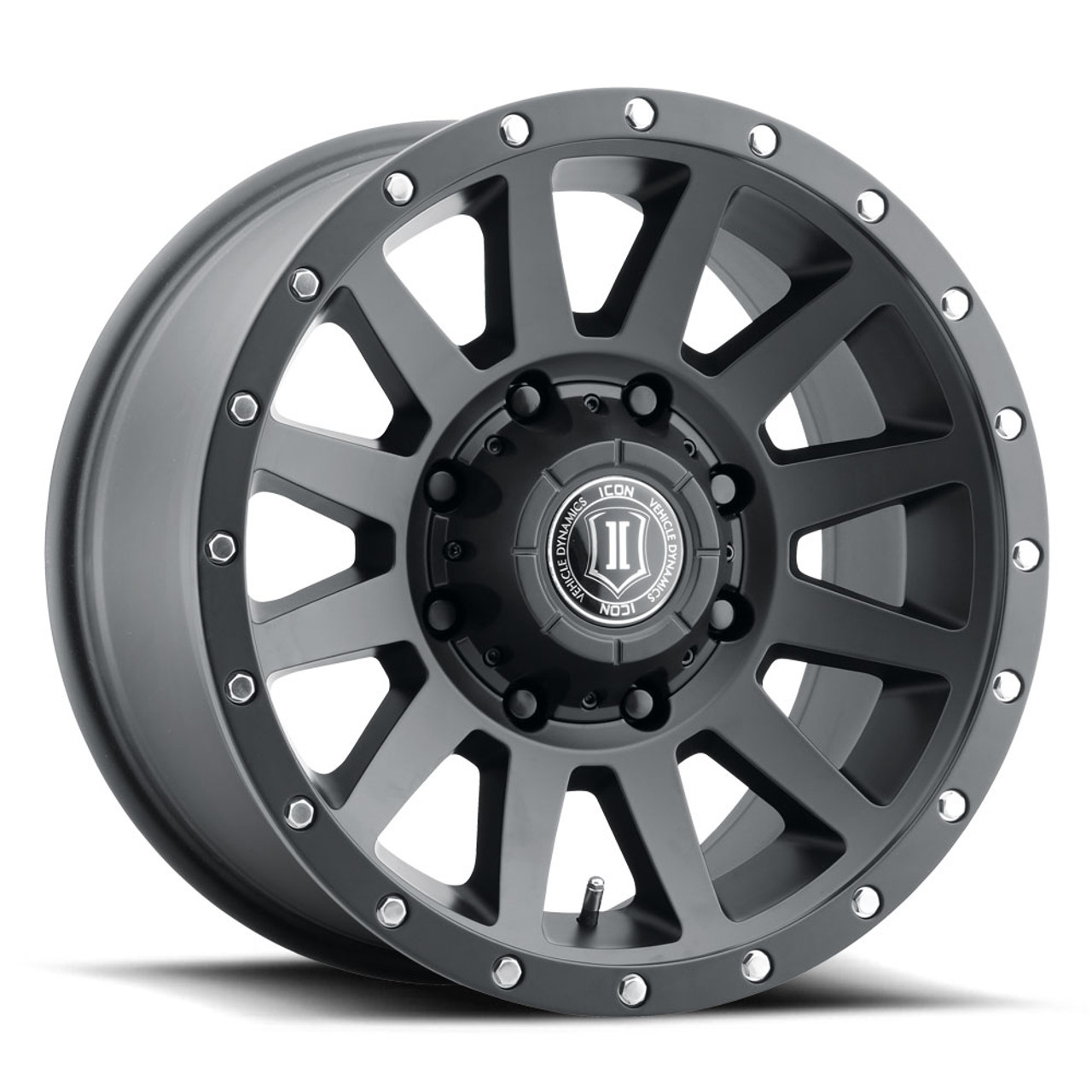ICON Alloys Compression HD, Satin Black, 18 x 9 / 8 x 180, 12mm Offset, 5.5" BS ICON Alloys Compression HD, Satin Black, 18 x 9 / 8 x 180, 12mm Offset, 5.5" BS