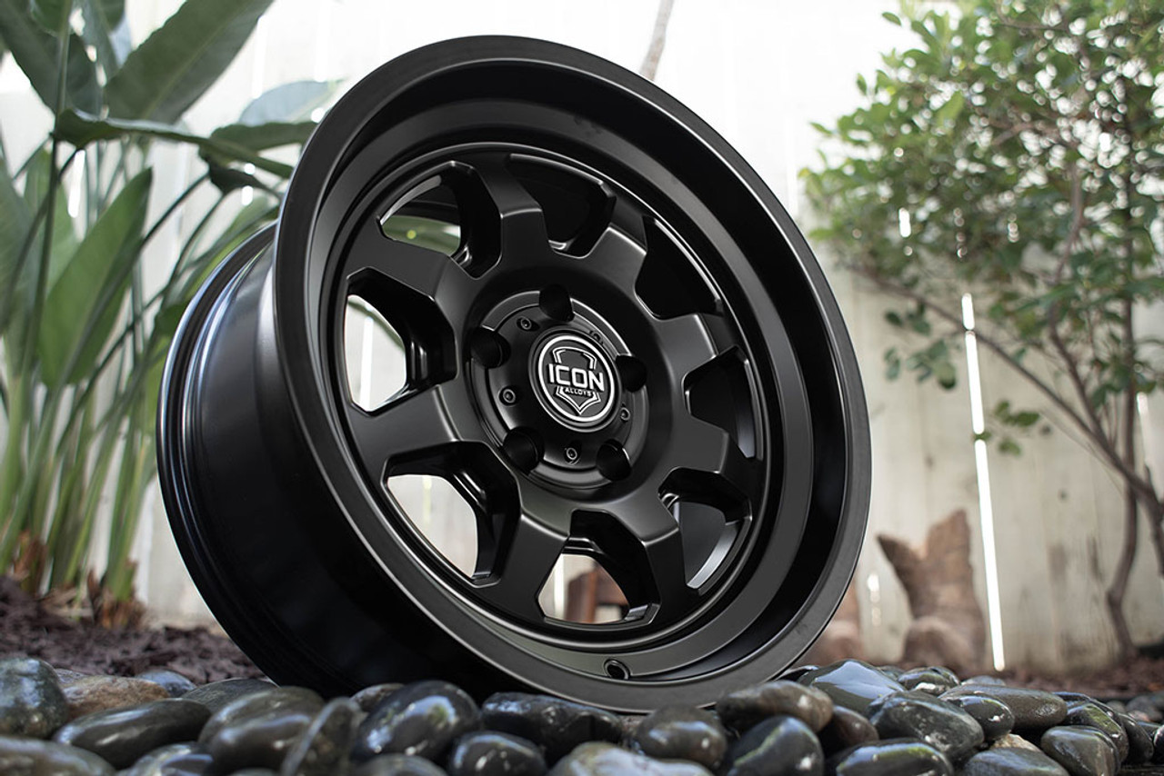 ICON Alloys Nuevo, Satin Black, 17 x 8.5 / 6 x 5.5, 0mm Offset, 4.75" BS