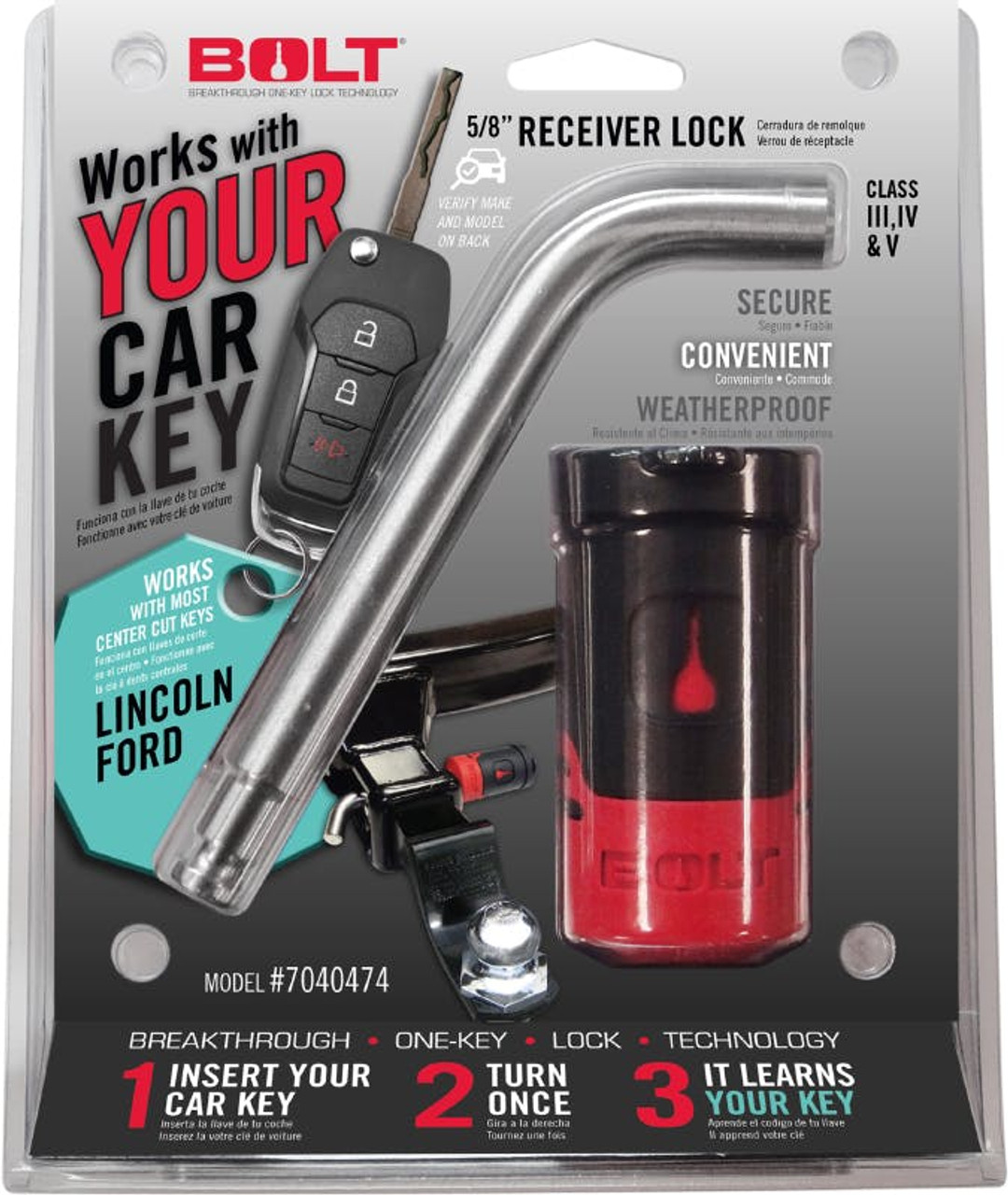 5/8" Receiver Lock Factory Ignition Key Matching | Ford Center Cut | 7040474