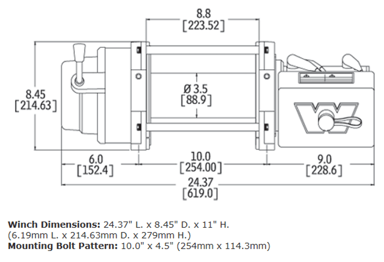 M12 Heavyweight Winch, Steel Cable, 1200lb | Universal | 17801