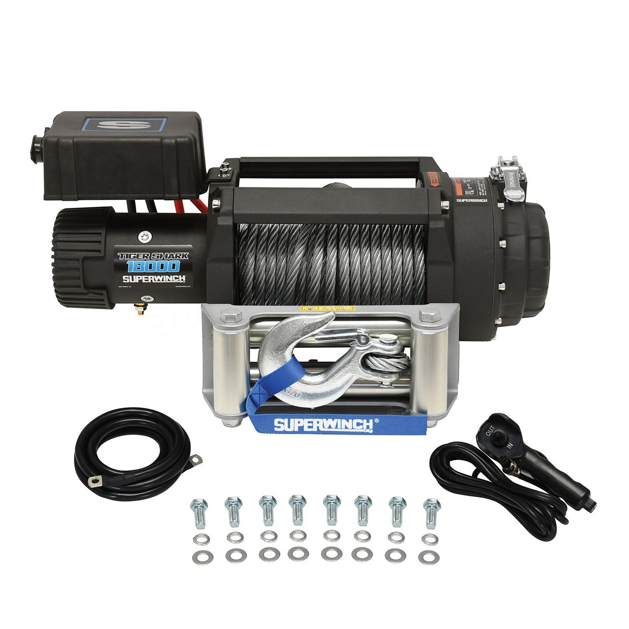 Tiger Shark 12 V Electric Winch, 1800lb, Steel Cable | Universal | 1518000